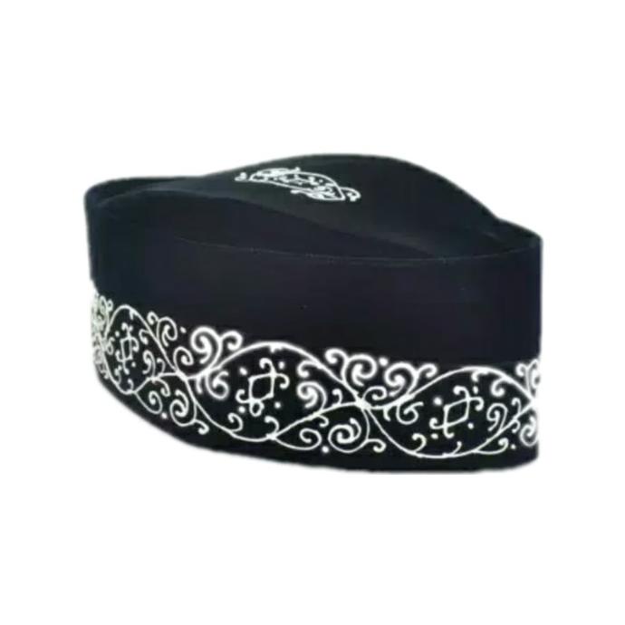 Songkok kopyah Kopiah peci Susun hitam Lukis Motif salur