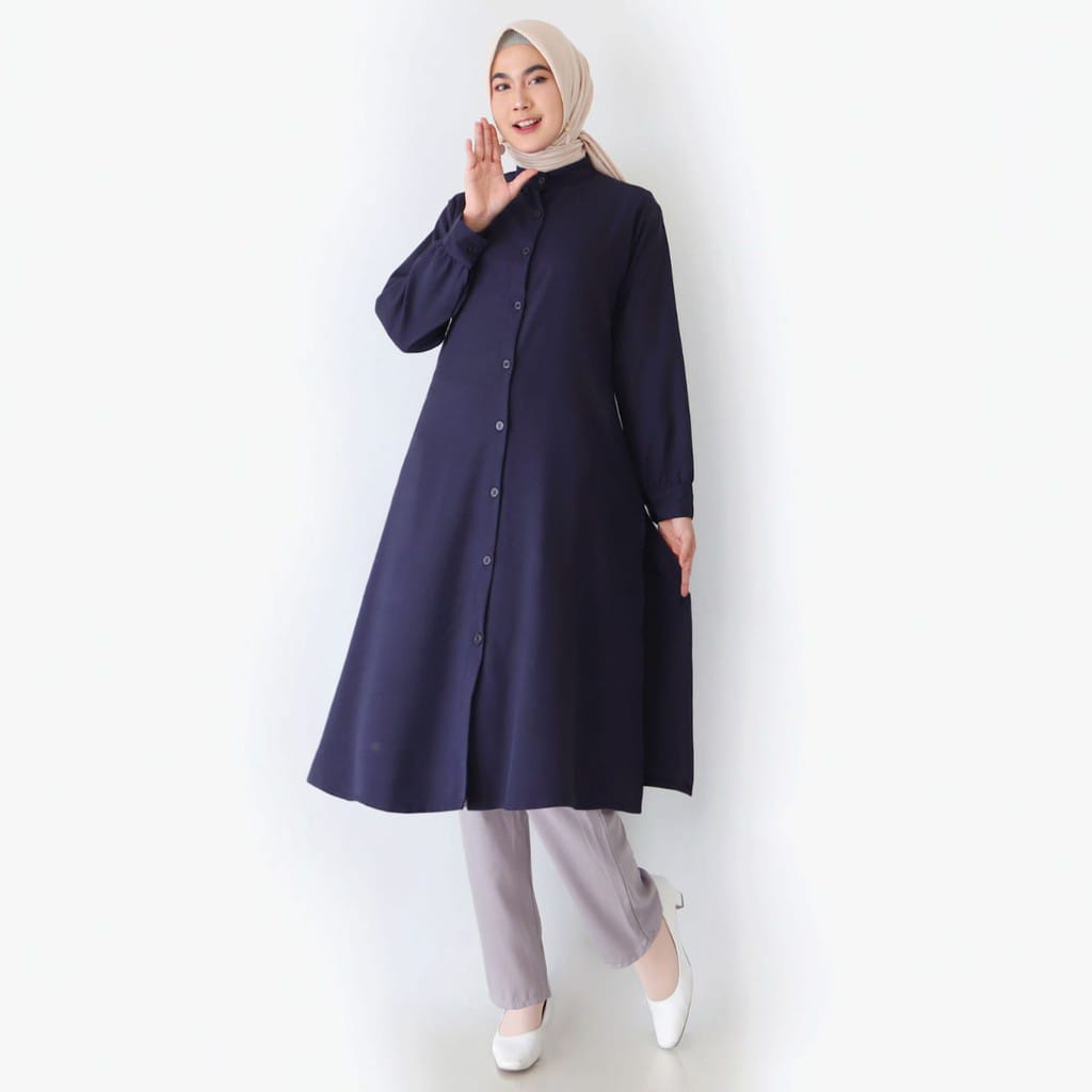 LONG TUNIK WANITA KANCING DEPAN 800 TERSEDIA SIZE M - XL