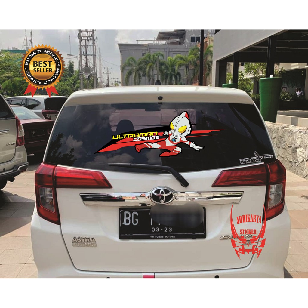 STIKER MOBIL STIKER KERETA KACA MOBIL BELAKANG ULTRAMAN COSMOS  CALYA AGYA BRIO AVANZA XENIA DATSUN