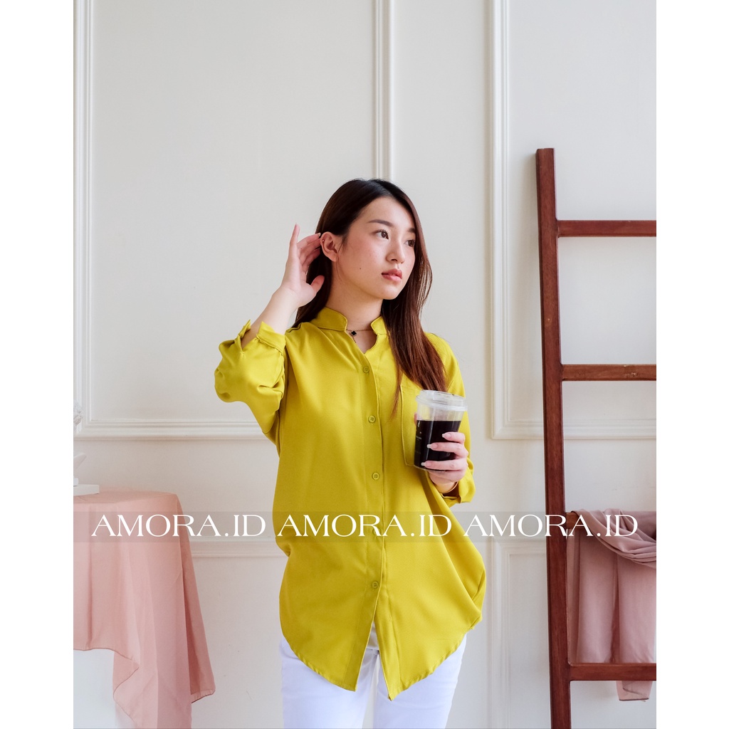 AMORA Blouse - Kemeja Wanita Polos Basic Casual