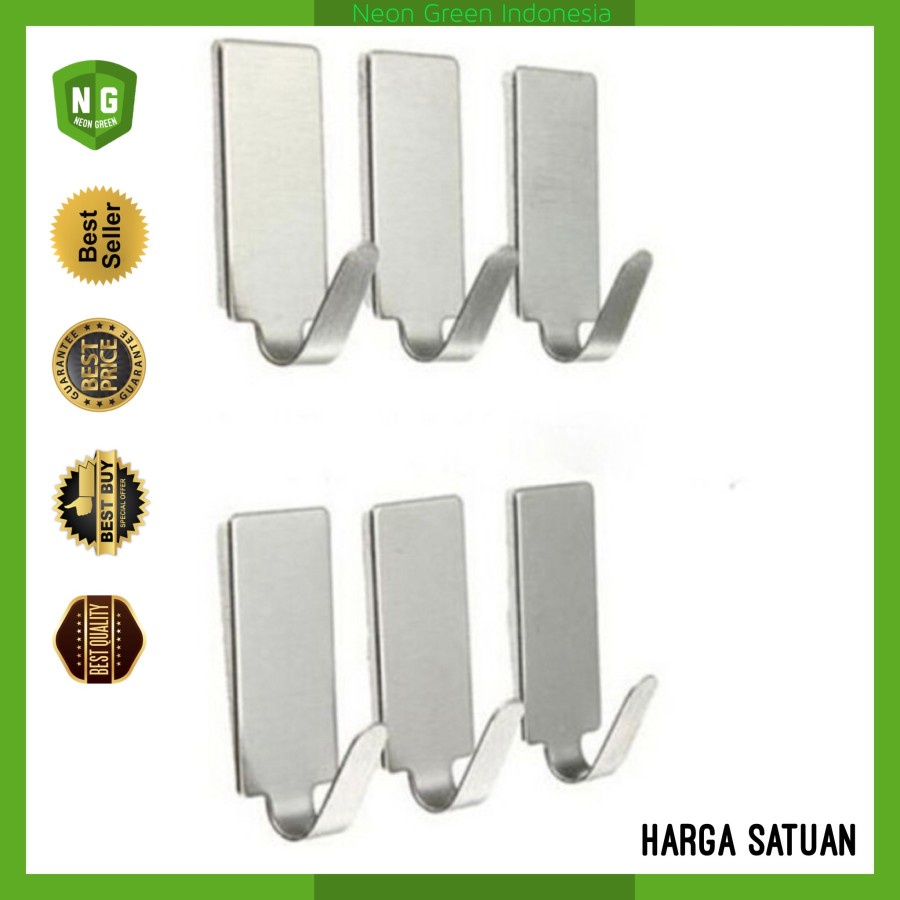 GANTUNGAN TEMPEL Serbaguna Stainless Steel Stiker Tape Hanger Dapur Alat Masak Spatula Dapur Baju Handuk Kain ( KOTAK )