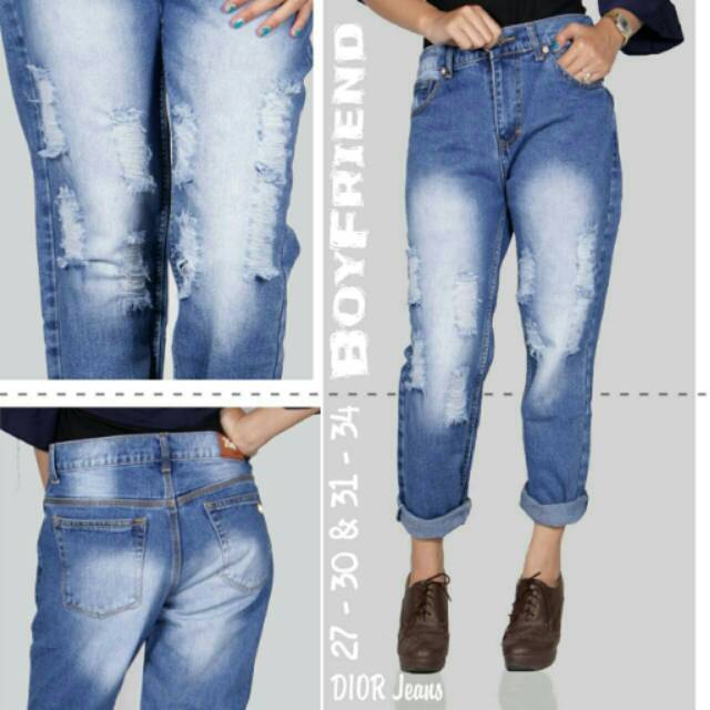 Celana Jeans Boyfriend Dior Wanita