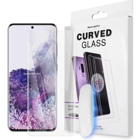 UV Glass Samsung S20+ Note 20+ S20 Plus Note 20 Plus Uv Tempered Glass Laser Ultraviolet Pelindung Full Layar Lengkung