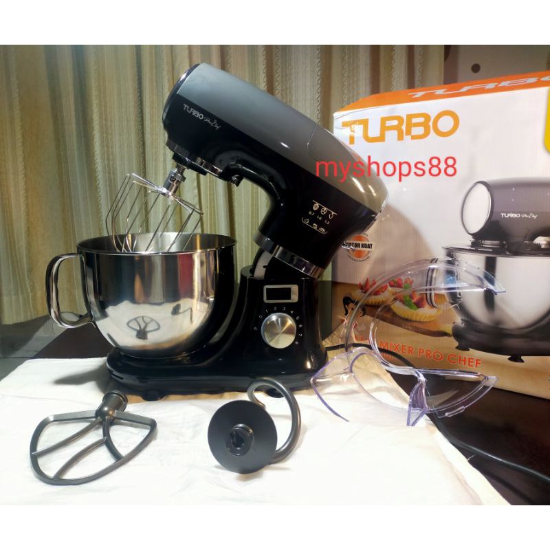 Mixer Turbo Pro Chef EHM 9588 EHM9588 Stand Mixer Stainless Bowl Black 5.5L 900W