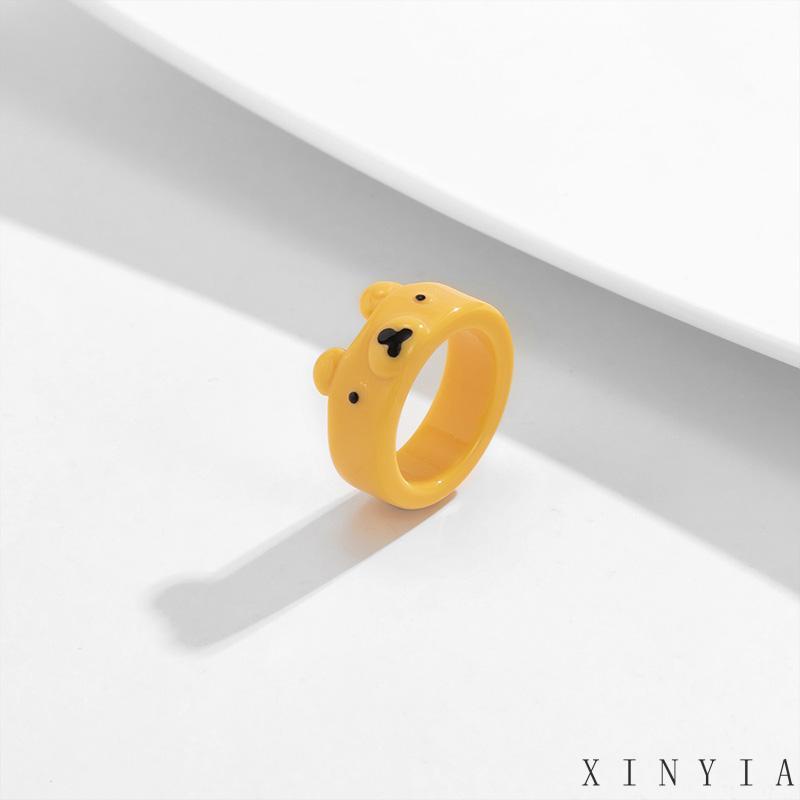 Xia.id Cincin Desain Kartun Beruang Lucu Bahan Resin