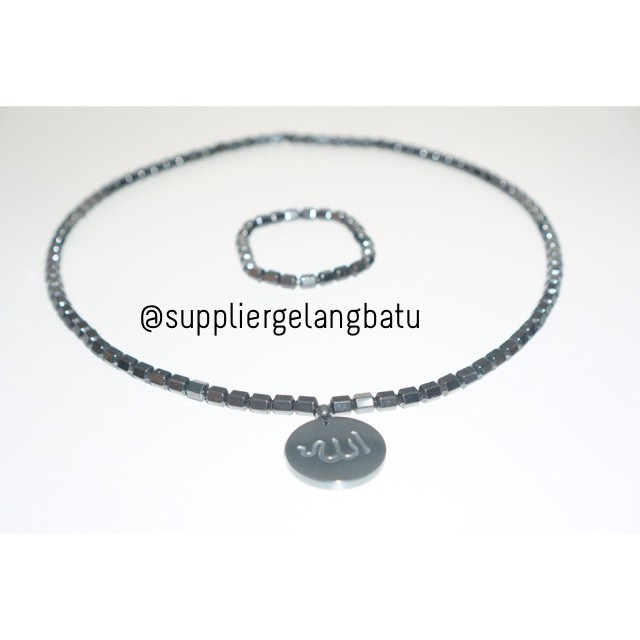 FREE ONGKIR Kalung Lafaz Allah polos terapi batu tourmaline magnet KOREA flash sale premium supplier