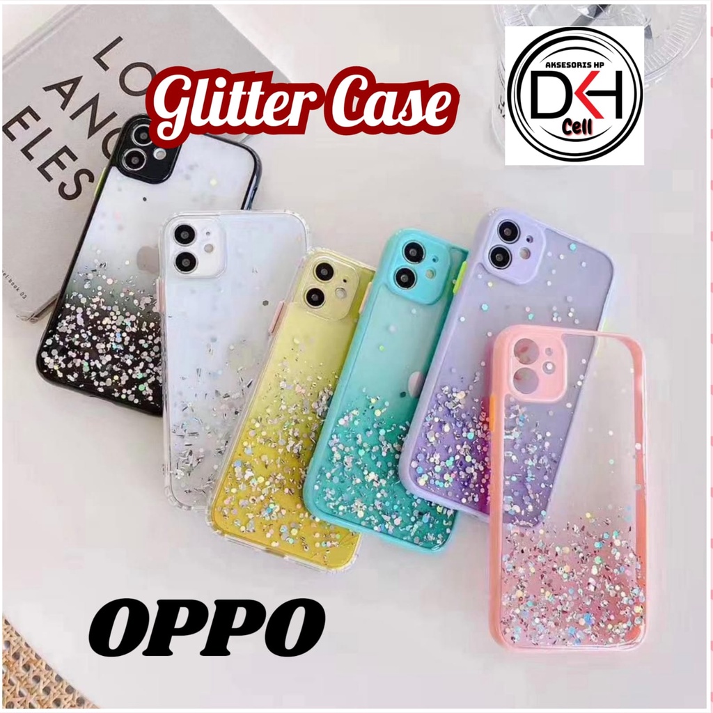 Case karakter GLITTER bening OPPO A5S A12 A7 A11K A15 A15S A16 RENO 6 5G HARD CASE CASING