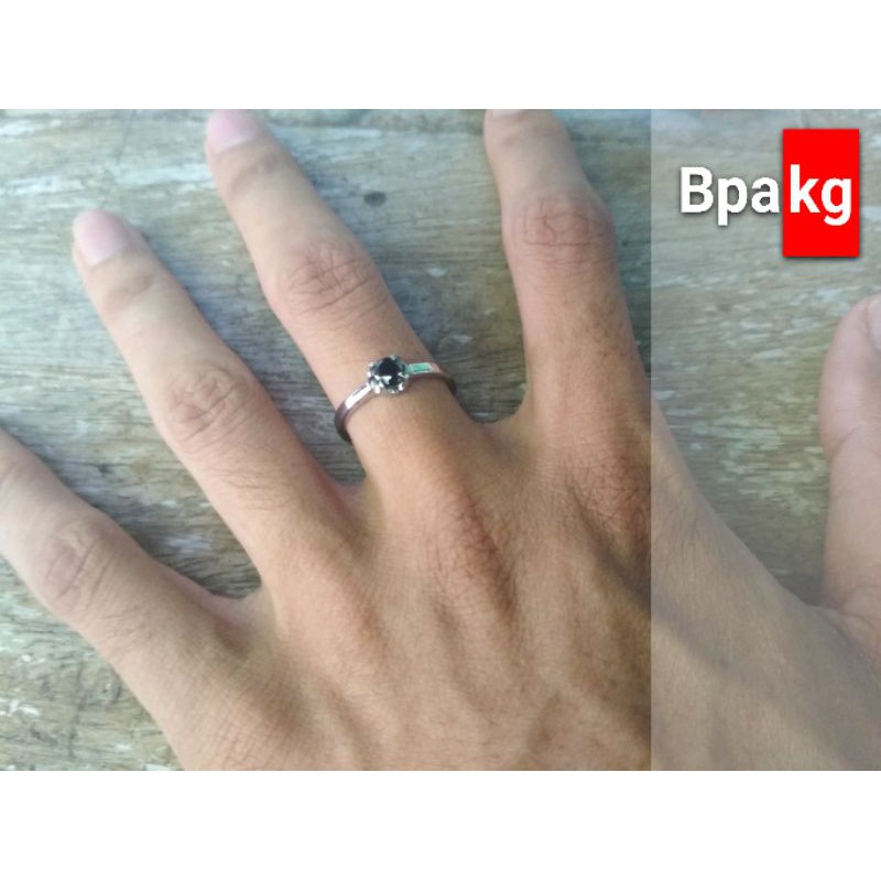 Cincin simple permata Diamond silver kecil mini tipis # Cincin monel besi putih asli anti karat cod
