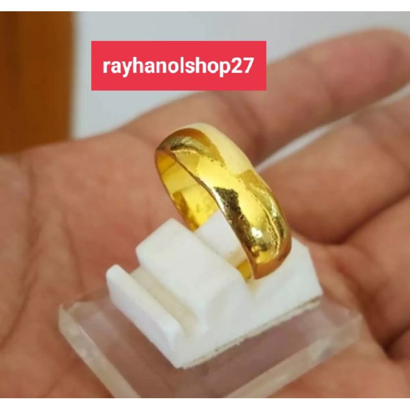 CINCIN TITANIUM ASLI BAHAN LAPIS EMAS 22K SEPUHAN KUNING ASLI 1/2 SUKU