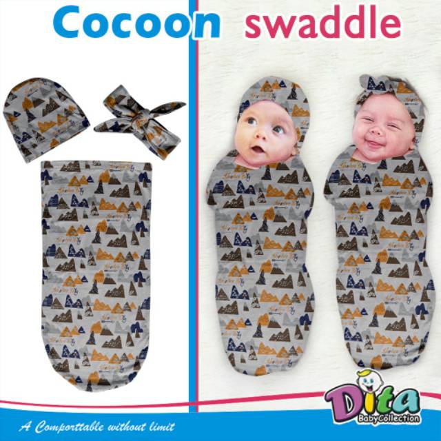 SNI DITA MOONSCARE Cocoon Swaddle DITA Bedong instan Motif bolak balik BEDONG INSTAN COCOON BEDUNG SWADDLE COCOON