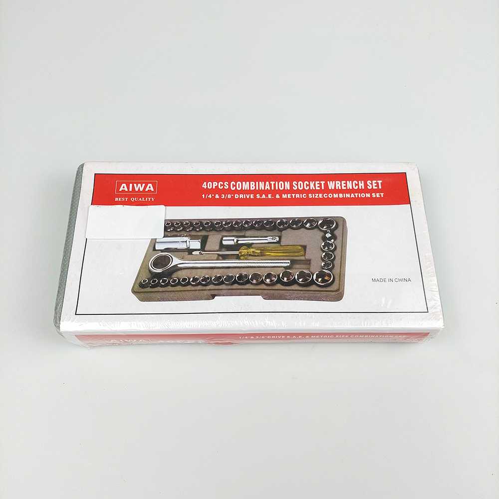 (100% BARANG ORI) Aiwa Kunci Pas 40 Pcs Multipurpose Socket Wrench Set 1/4 Ratchet