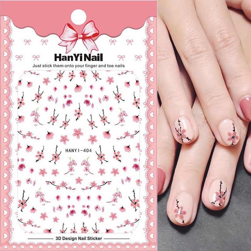 NAIL STICKER HANYI 404 STIKER KUKU SAKURA SINCIA NAILS WATER DECAL NAIL STIKER BUNGA FLOWER ROSE