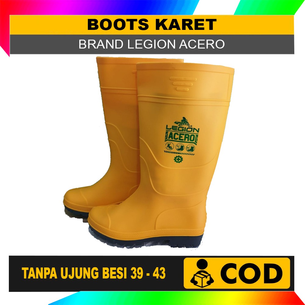 SEPATU KARET SAFETY RAIN BOOTS TANPA UJUNG BESI ACERO