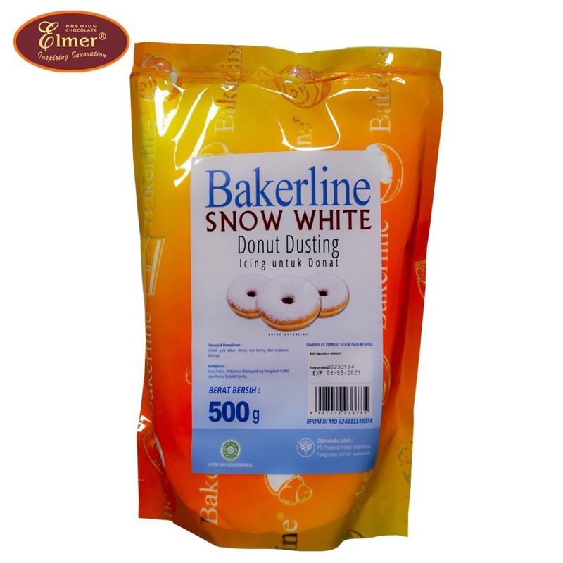 

BAKERLINE SNOW WHITE 500G (Donut Dusting/ Gula Tabur/ Gula Halus Icing Donat)