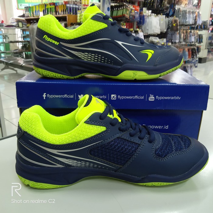 Langsung Order sepatu sapatu badminton bulutangkis anak Flypower Pawon 5 navy ori terbaik