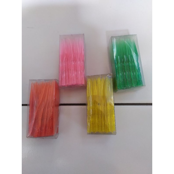 Promo Dapat 4 Kotak Garpu Kue / Garpu Plastik / Garpu Warna / Garpu Buah / Garpu Puding
