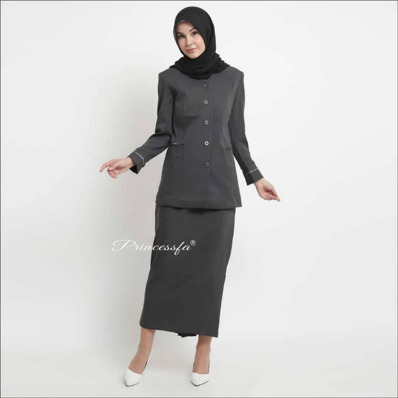 Seragam Dinas Pemda Wanita Abu Tua Set Rok Blazer Kerja Wanita Stelan Rok Blazer Kantor Seragam Kerj