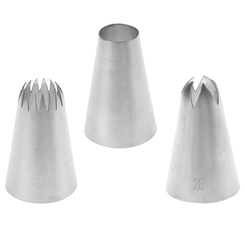 3pcs / set Nozzle Icing Piping Bahan Stainless Steel Untuk Dekorasi Kue
