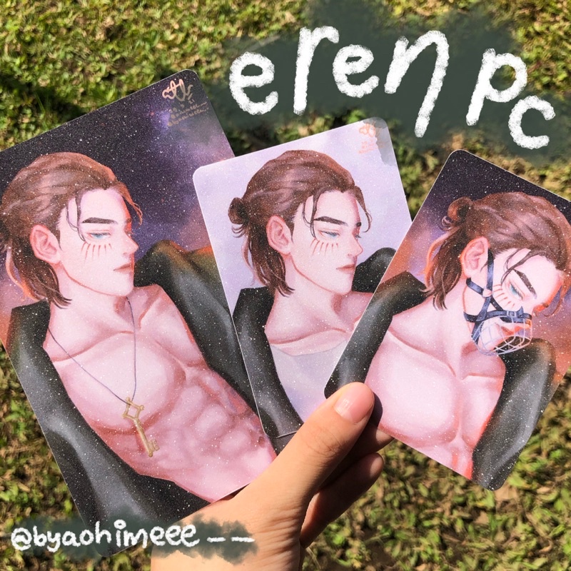 Photocard Attack on Titan Eren Yeager | Anime Glitter Art Print by Aohimeee