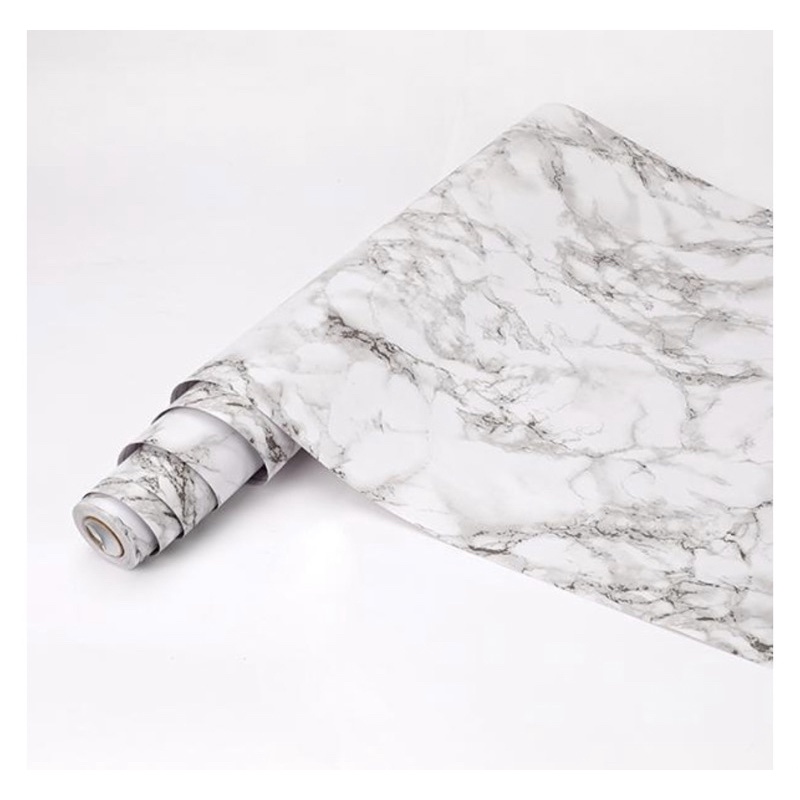 Wallpaper Sticker Dinding Motif Marmer Granit Marble Abstrak Cream