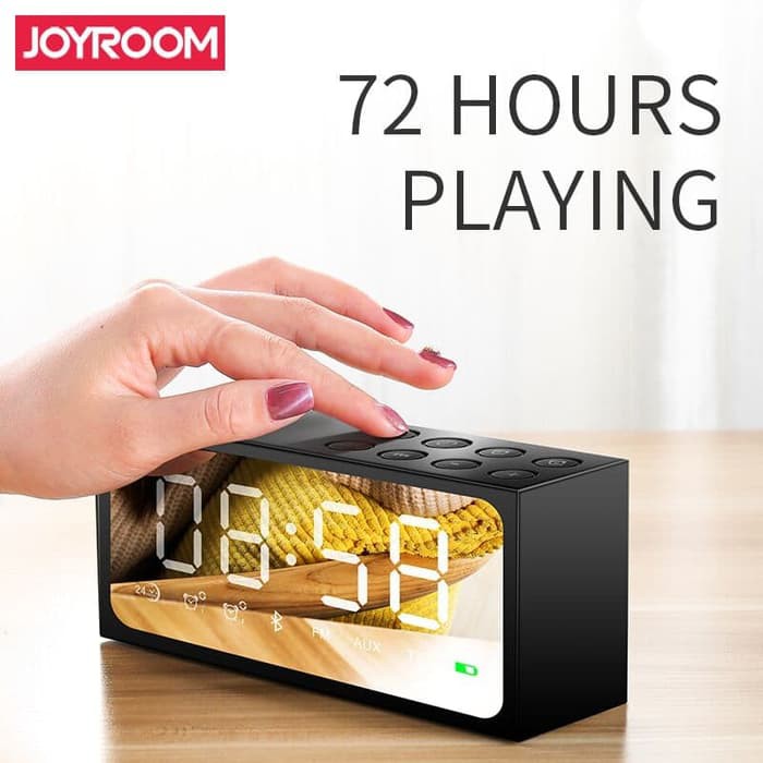 JOYROOM Bluetooth Stereo Speaker LED Alarm Clock w/Card Slot Black