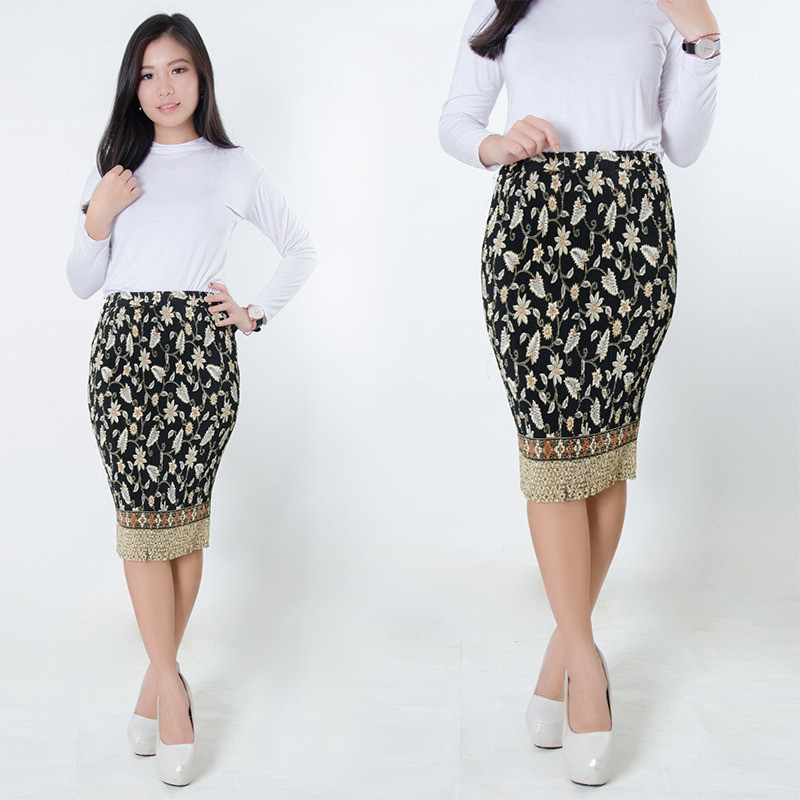 SB Collection Rok Plisket Hariati Pendek Midi Batik Jumbo Wanita