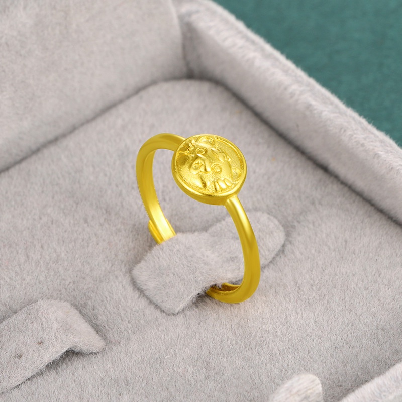 Cincin Emas Emas Asli Kadar 375Desain Harimau Gaya Korea Untuk Pria Dan Wanita