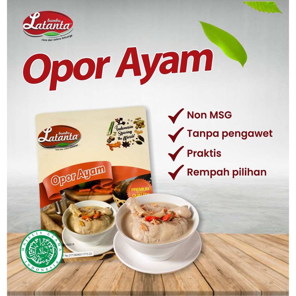 

Bumbu dapur OPOR AYAM Non MSG (1PACK ISI 1 SACHET @150 gram)