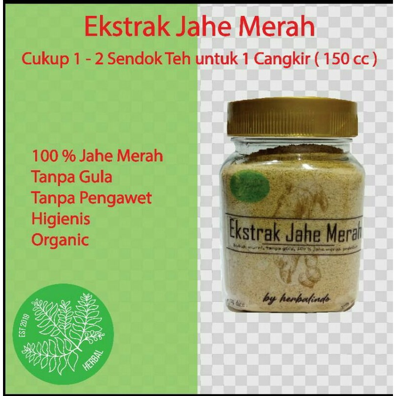 

Jahe Merah Ekstrak - Bubuk Murni Tanpa Gula Original - 50 gram