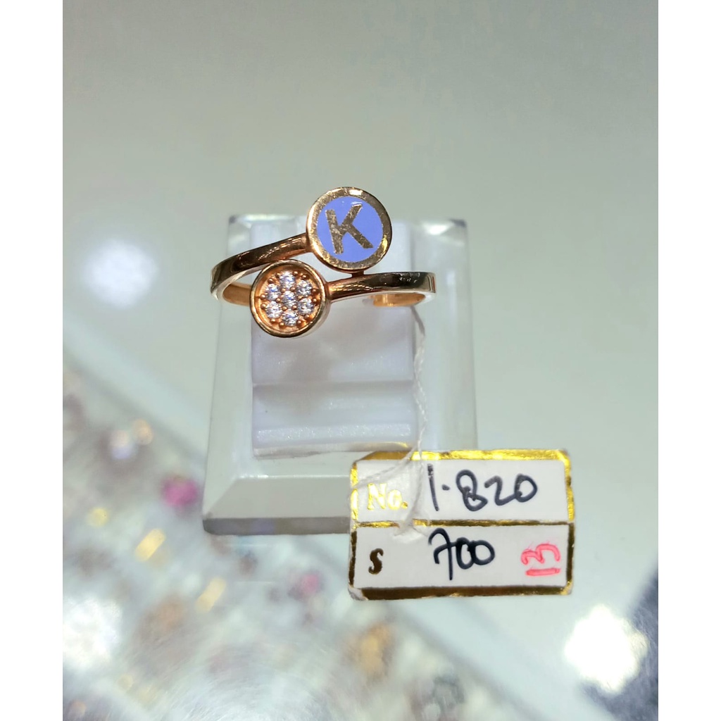 Cincin Emas Fashion Huruf Initial K Kadar 70% 1.82 Gram Size 13