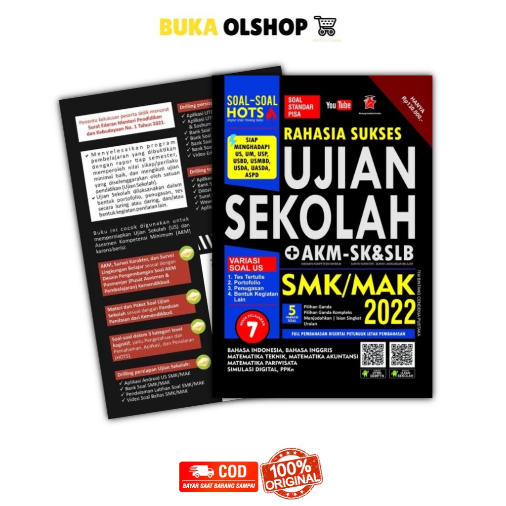 Jual Buku Ujian Sekolah SMK 2022  Rahasia Sukses Ujian Sekolah AKM