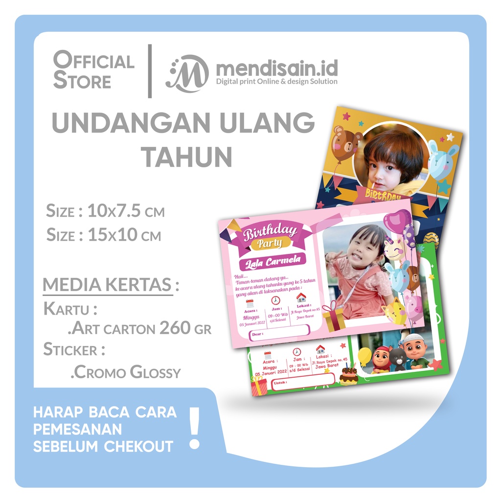 Kartu Undangan Ulang Tahun Anak  - Undangan Ulang Tahun - Undangan Ultah - Kartu Ucapan Ulang tahun