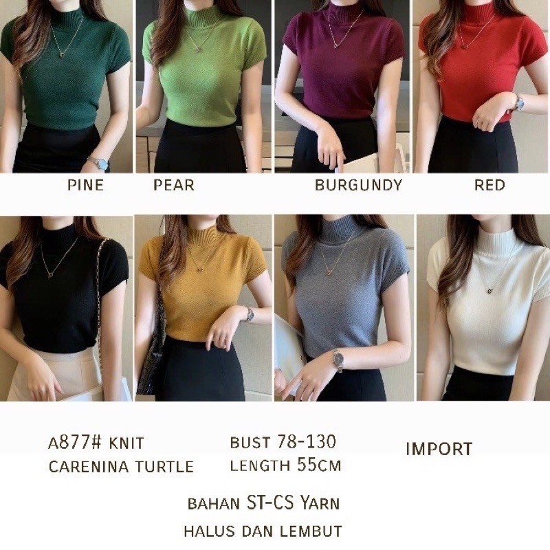 Turtleneck Carenina RIB / Tshirt Kaos Turtle Neck Wanita