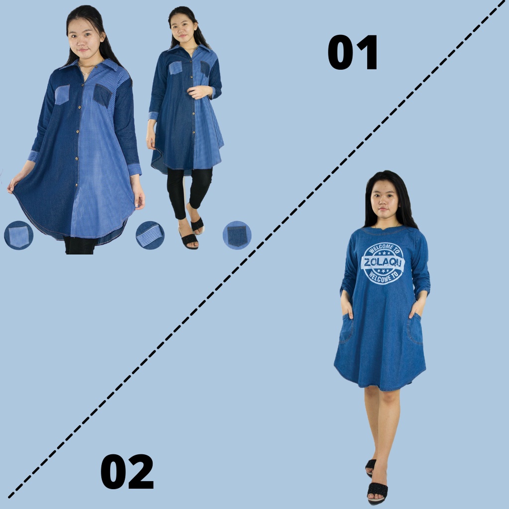 SB Collection PROMO Tunik Jeans Sartika Wanita