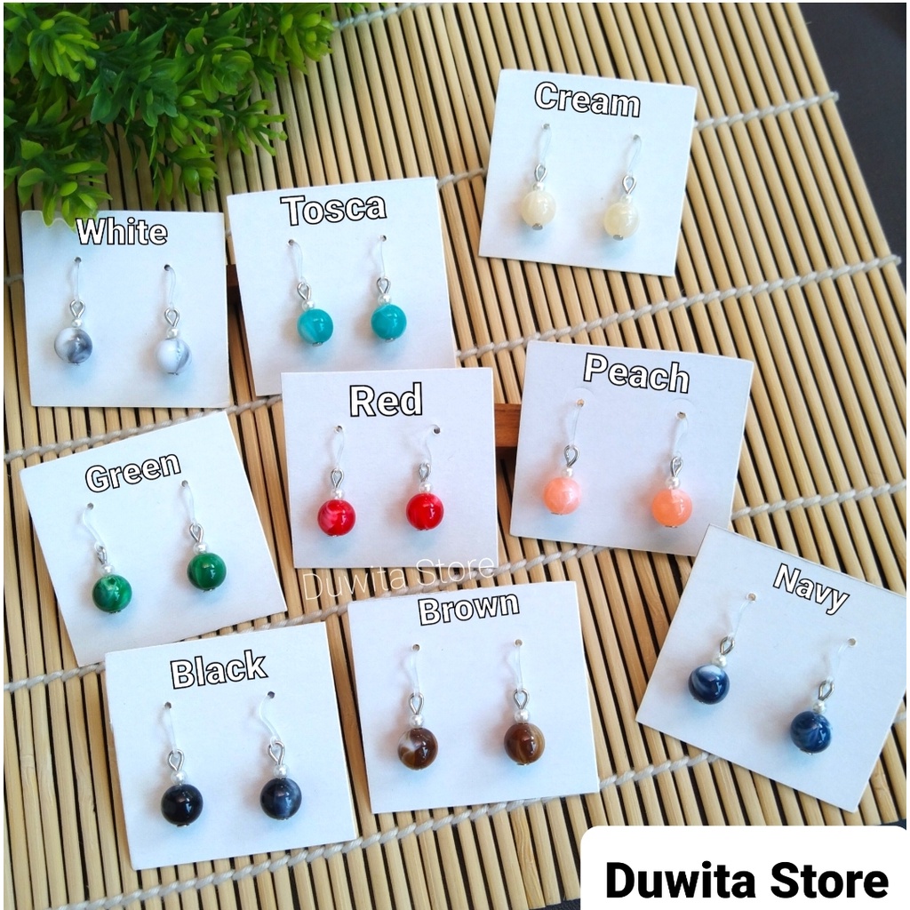 HANDMADE ANTING ANAK/DEWASA KAITAN PLASTIK MOTIF MUTIARA MARMER-MINI