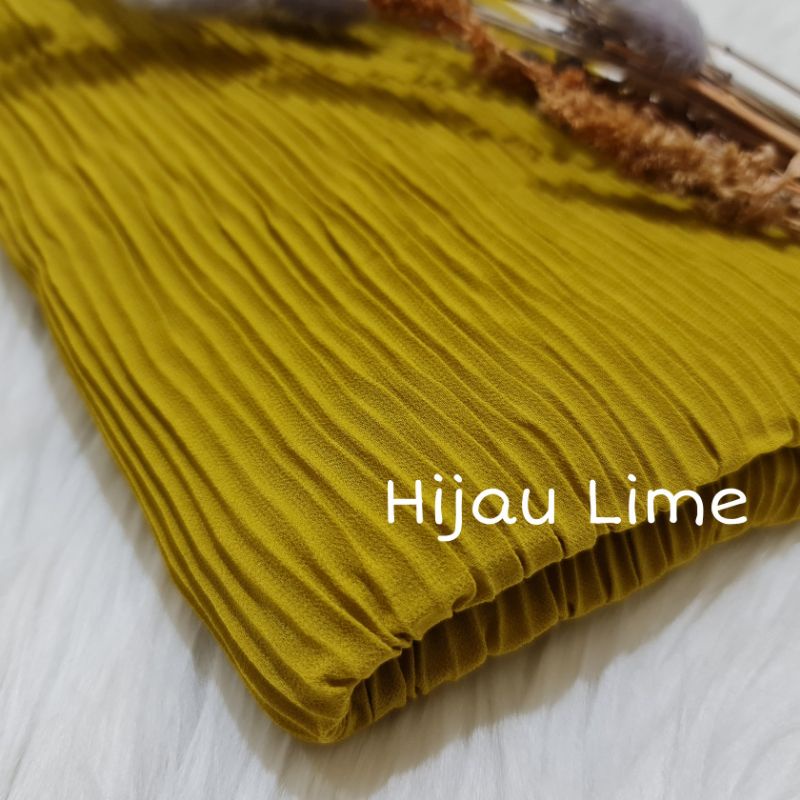 Pashmina Plisket Lidi Full Premium 180X75 CM By Milanda Mode-HijauLime