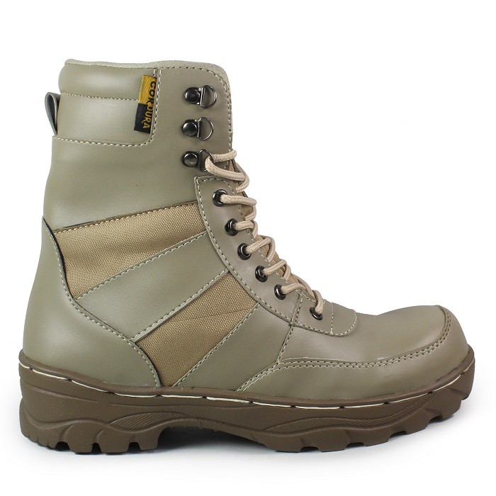 Sepatu Pria Boots Tracking Bikers / Safety Boot Ninja Pdl Sleting Cream Ujung Besi / Sepatu Outdoor