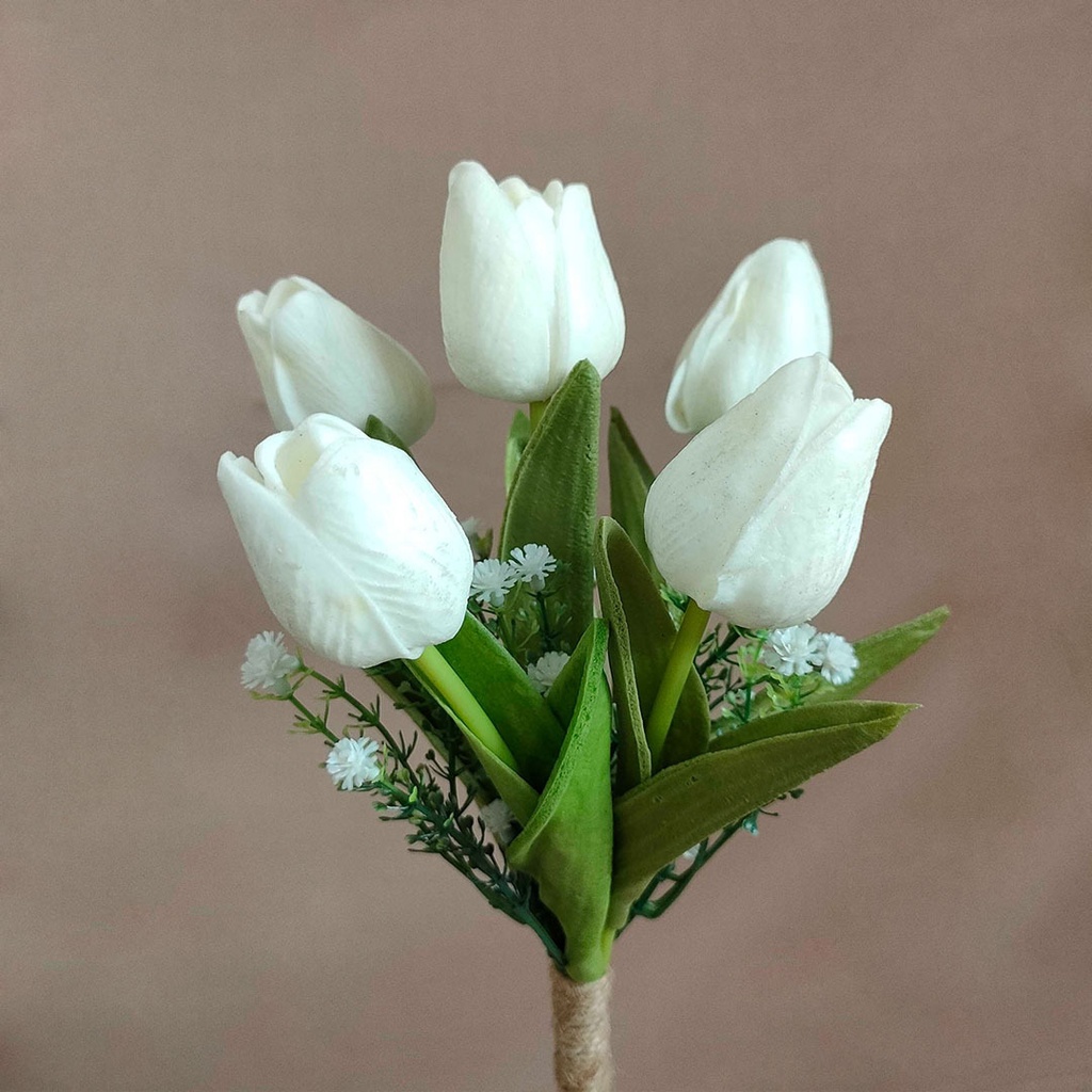 Artificial Flower Tulip Baby Breath Bridal Bouquet Bunga Cabang Hias Dekorasi