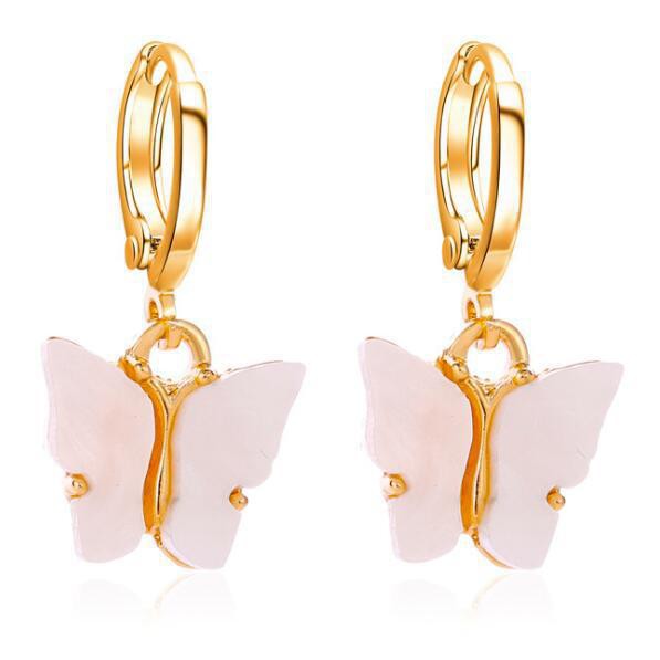 Kalung Liontin Anting KUPU-KUPU WARNA Gaya Korea Fashion Wanita Butterfly Rantai Titanium Alloy