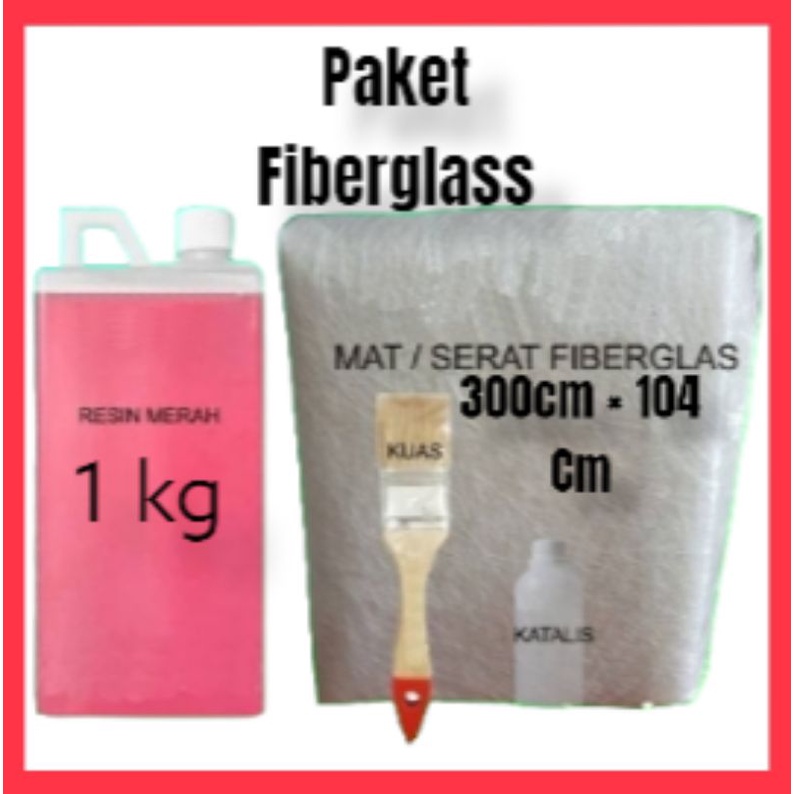 Paket Fiberglass Resin 1 kg,Mett 1 kg, Katalis &amp; kuas