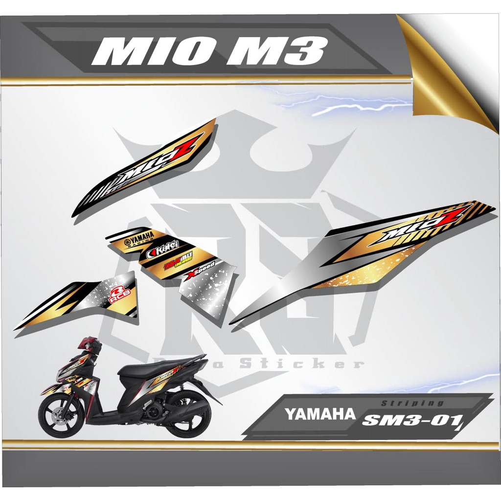 Striping Variasi Motor Mio Z / Mio M3 -Mio 125 Variasi Sticker Skotlet  Motor List L Body RACING 02