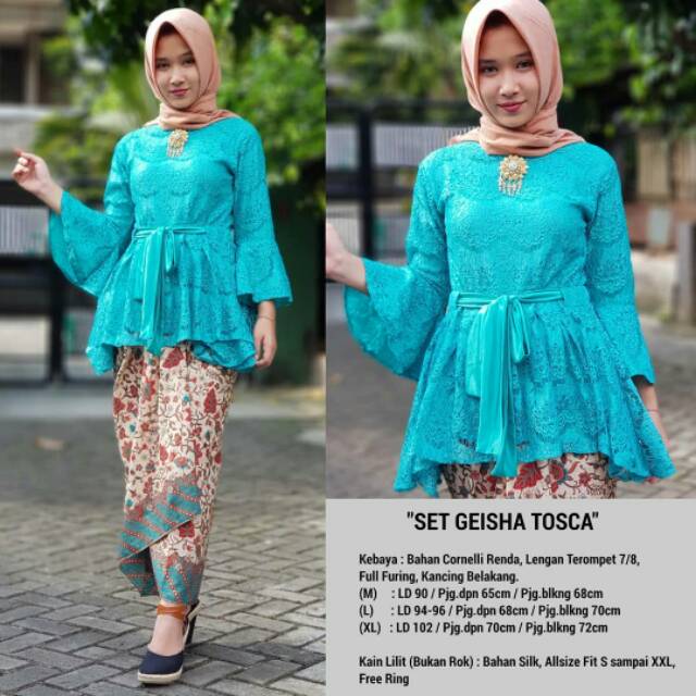 KEBAYA MODERN/BROKAT/KEBAYA BRUKAT/KAIN LILIT/TANGAN TEROMPET/KEBAYA COUPLE/SET GEISHA TOSCA