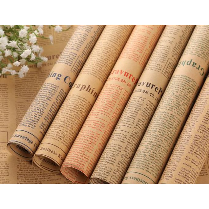 

kertas kado motif vintage magazine koran korea plastik bunga flower