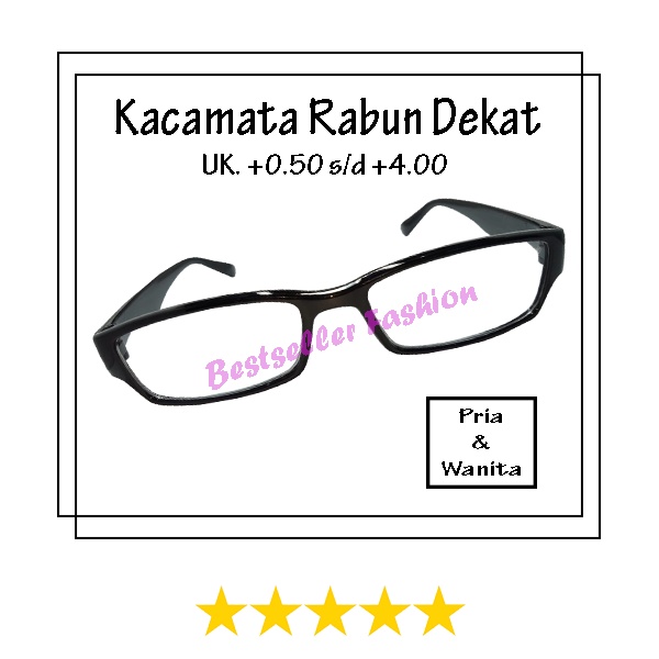 KACAMATA BACA FULL PLUS (+) +0.50 S/D +4.00 BINGKAI FULLRIM HITAM PERSEGI PANJANG KACA MATA RABUN DEKAT UNISEX FREE BOX