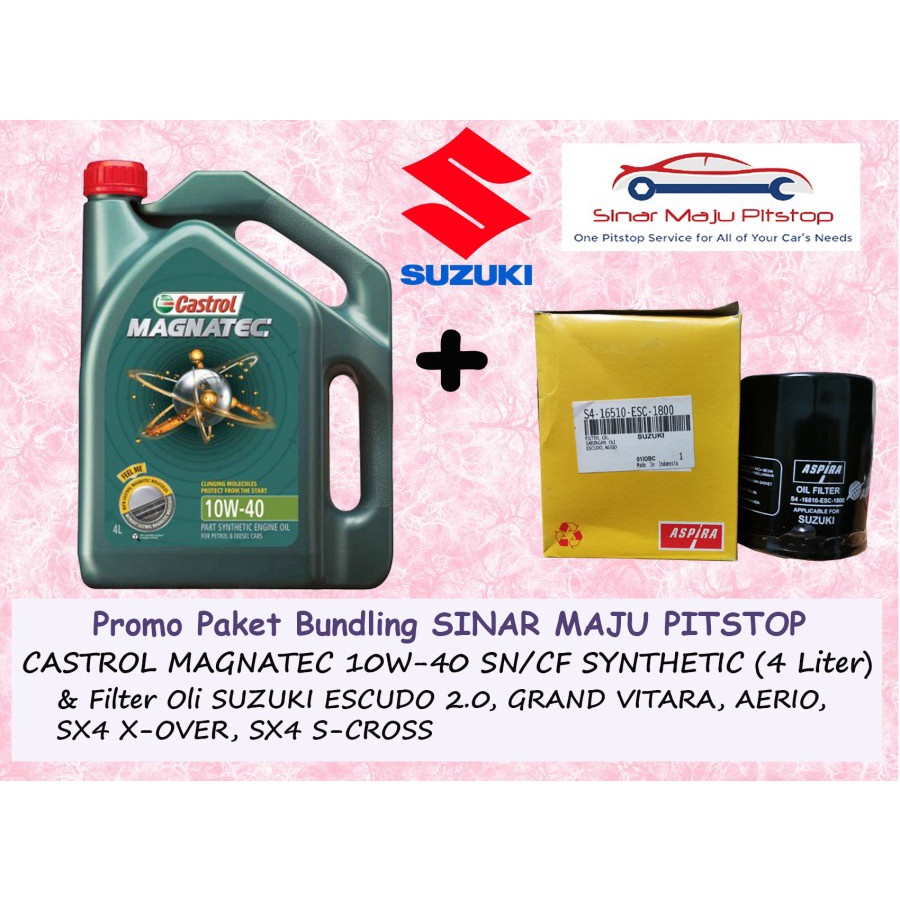 Paket Bundling Oli CASTROL MAGNATEC 10W-40 API SN/CF Original 4 Liter & Filter Mobil SUZUKI ESCUDO 2