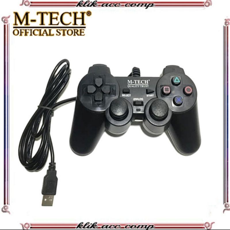 Gamepad Usb Single Mtech/Joystik Pc /Cpu/Stik Laptop Ps Getar Hitam original m tech