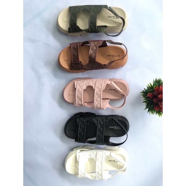 sandal sepatu tinggi let platform gunung wanita karet tali jelly korea import slip empuk HYS  NEW ba