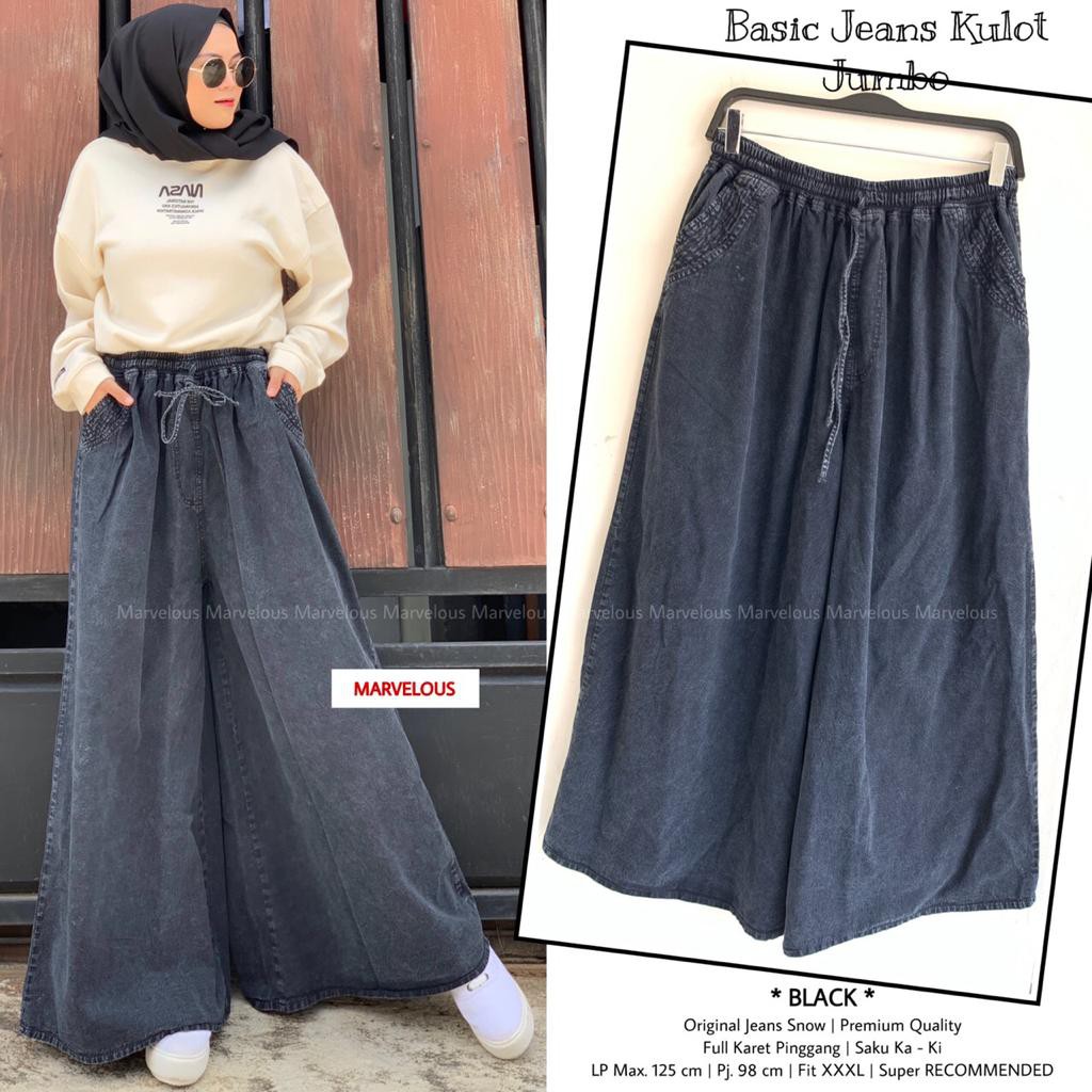 Celana Basic Jeans Kulot Jumbo Marvelous LP max 120 Fit XXXL