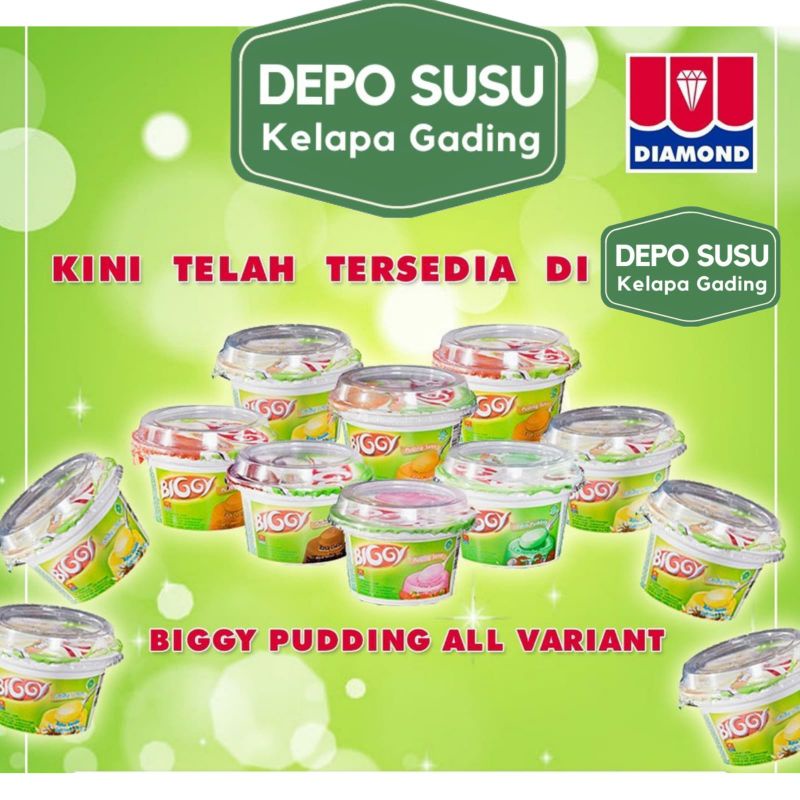 Biggy Pudding Susu 105gr Coklat Strawberry Pandan Vanilla Caramel Tiramisu Puding 105 gr