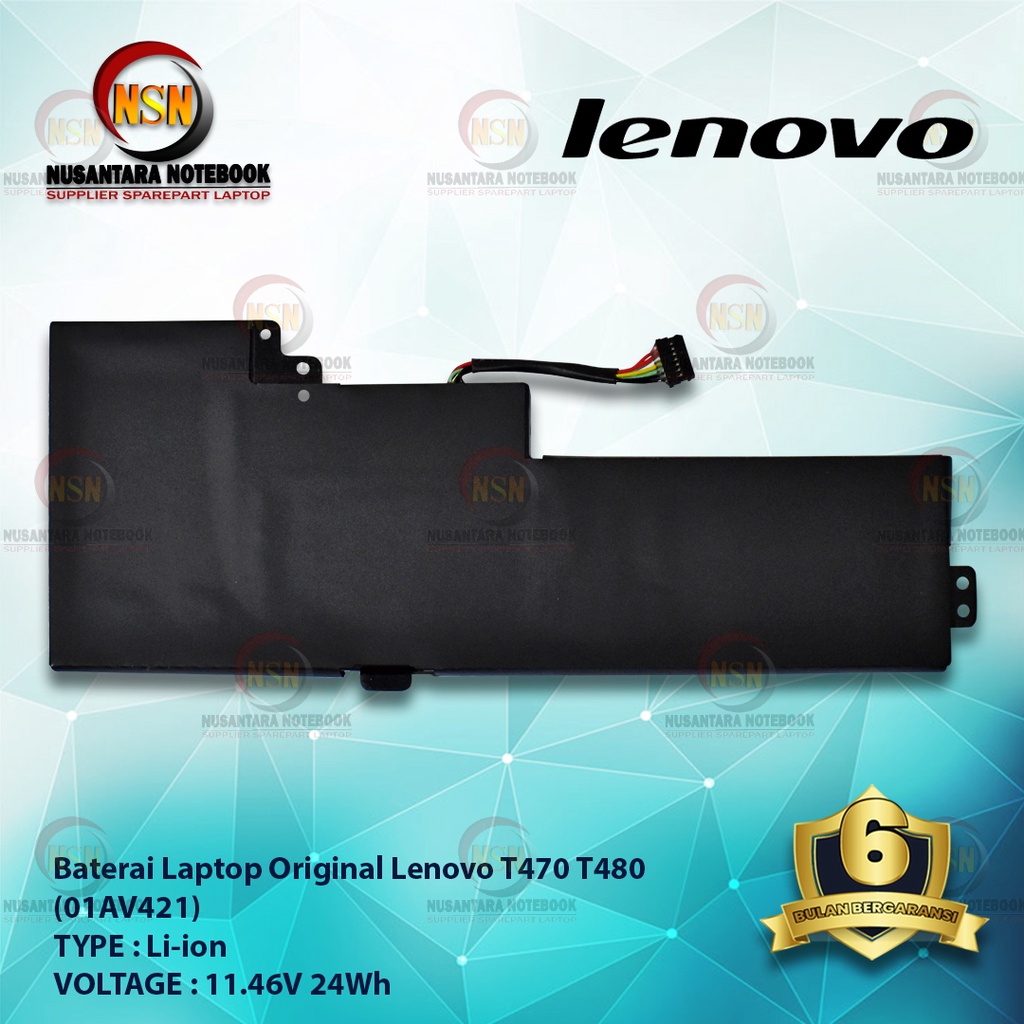 Baterai Original Laptop Lenovo T470 T480 (01AV421) 11.46V 24Wh